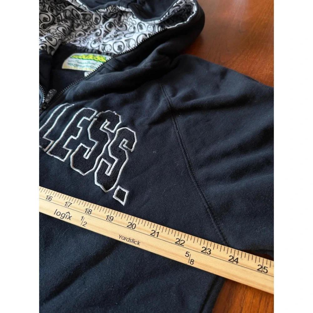 Vintage Seedless Black Full Zip Hoodie Embroidered Logo Graphic Hood Lining XL